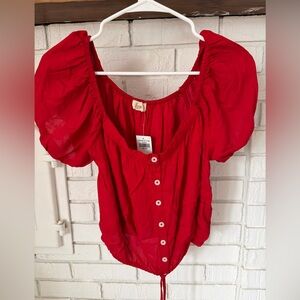 Hollister Off the Shoulder Button-Front Women's Top